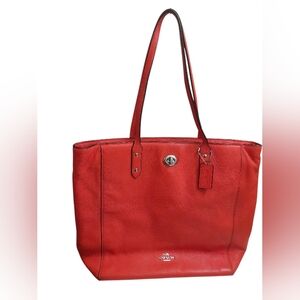 Coach Turn Lock Leather Shoulder Tote Hand  Bag Y2K